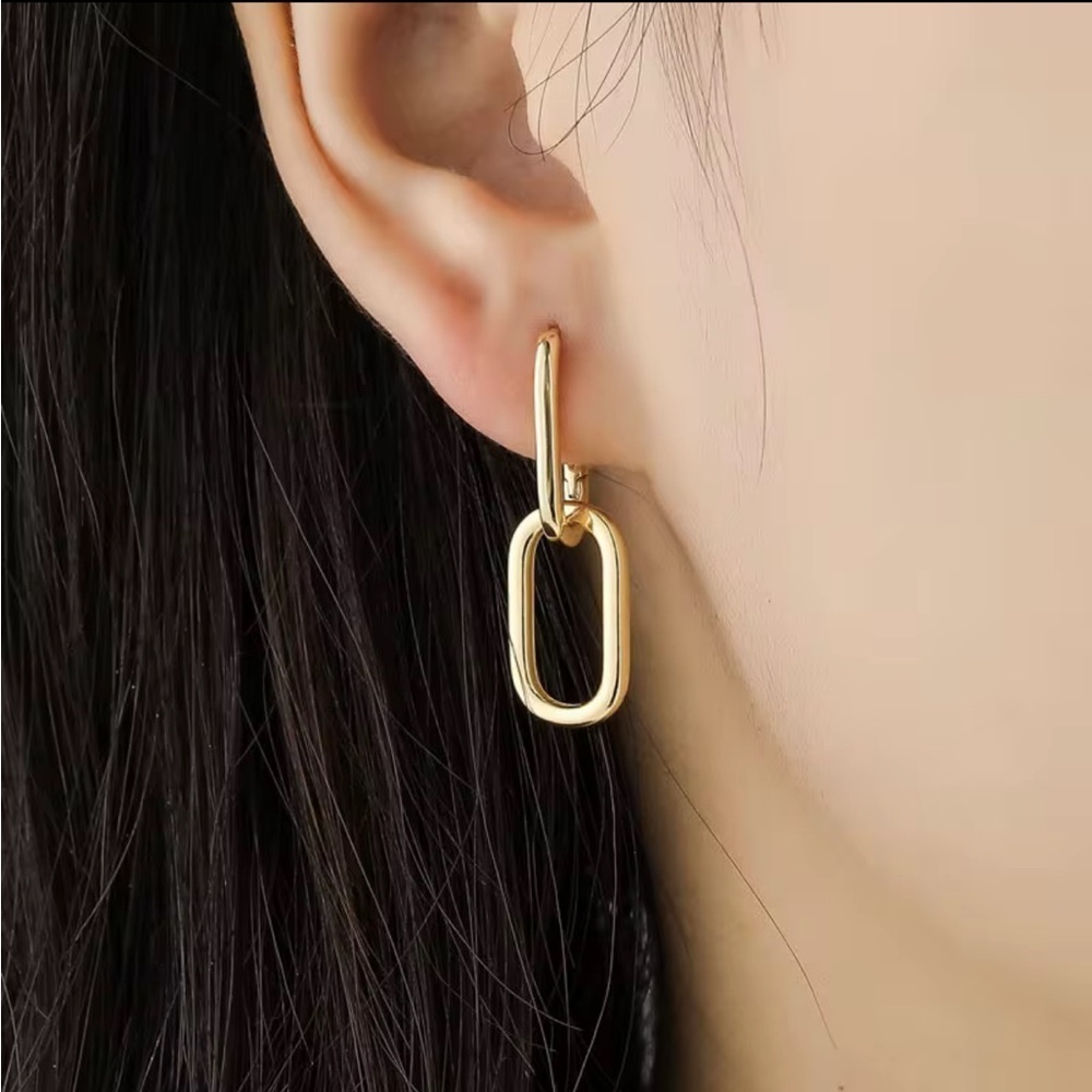 Silver Dangle Cable Link Earrings